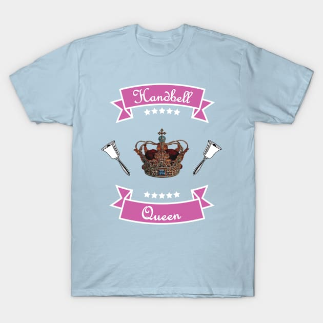 Handbell Queen Pink on Blue T-Shirt by SubtleSplit